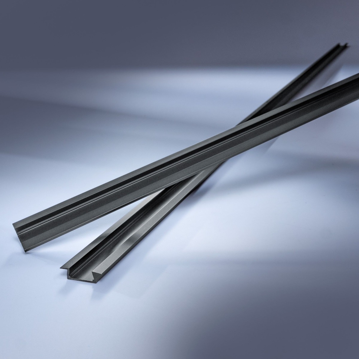 Aluminum profile Aluflex flat for recessed flexible LED strips 102cm black anodised