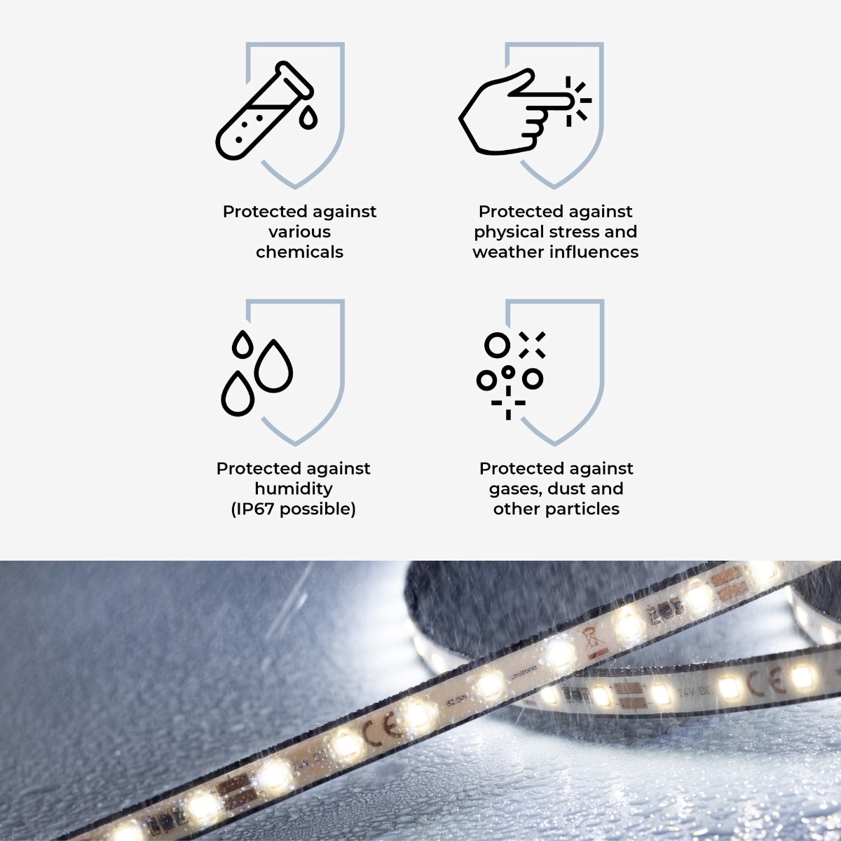 LumProtect IP67 LumiFlex3080 Seoul Striscia LED bianco caldo CRI80 3000K 13900lm 24V 140 LEDs/m 5m in bobina (2780lm/m 19,2W/m)