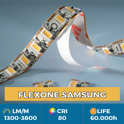 Strisce LED flessibili FlexOne, possono essere tagliate su ogni LED, potenza luminosa fino a 3800 lm / m
