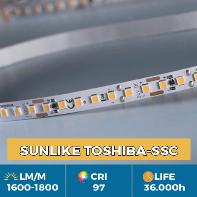 Striscia LED professionale flessibile LumiFlex700 LED Toshiba-SSC SunLike TRI-R CRI97 +, flusso luminoso fino a 1800 lm / m