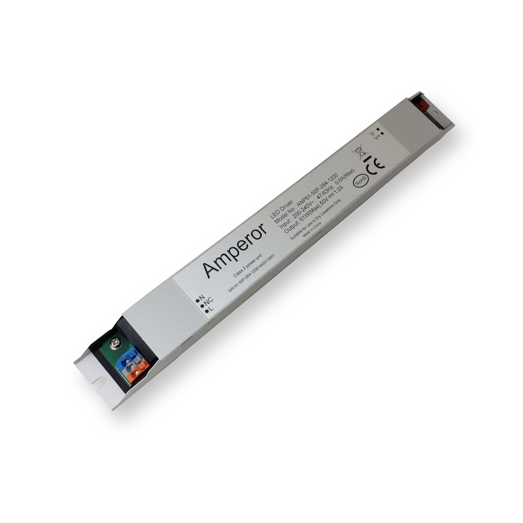 Driver LED a corrente costante Amperor ANP61-54P-264-1000-DA IP30 230V a 30 > 54VDC 500 > 1100mA DIM