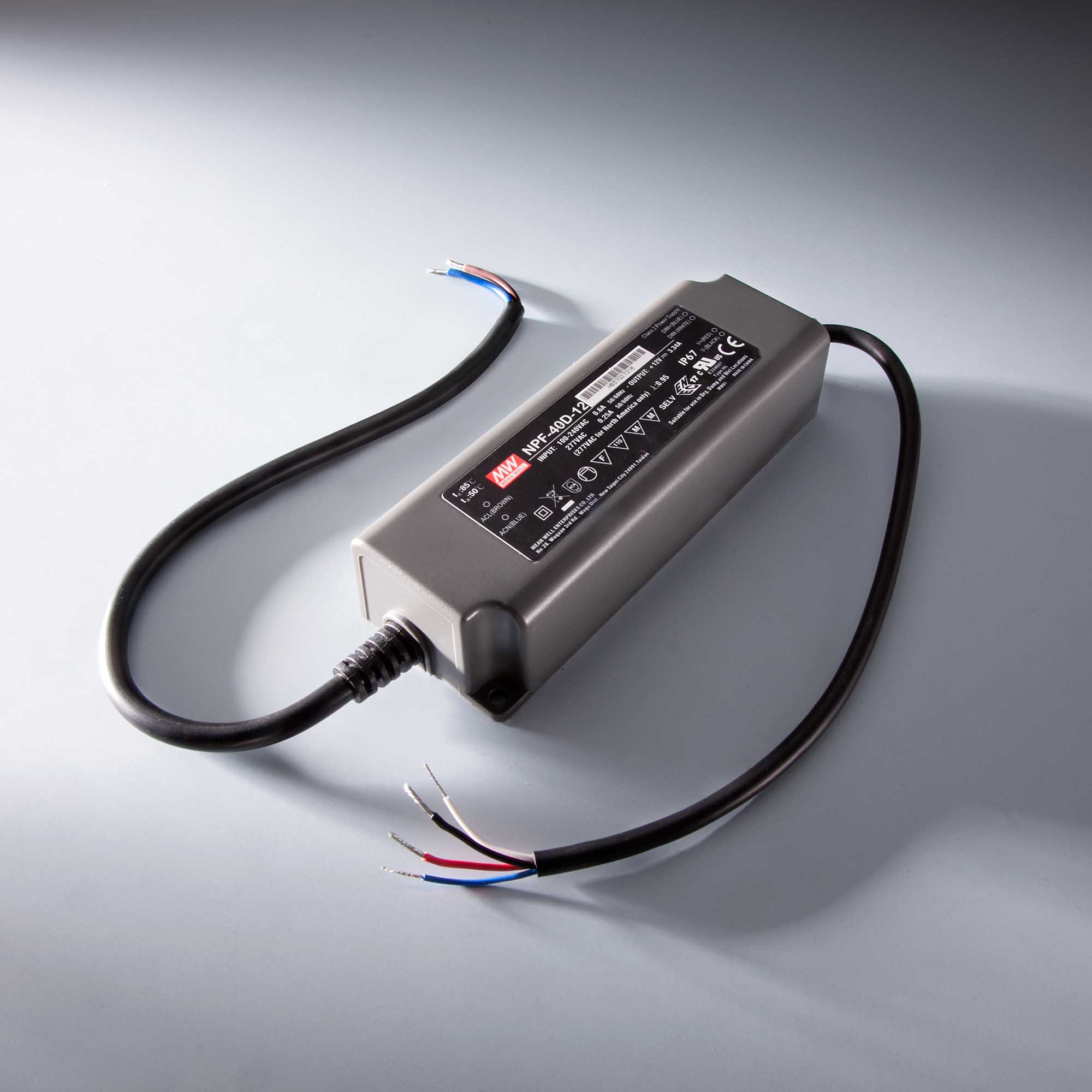 Alimentazione a tensione costante MEAN WELL NPF-90D-12 IP67 da 230V a 12V 7.5A 90W