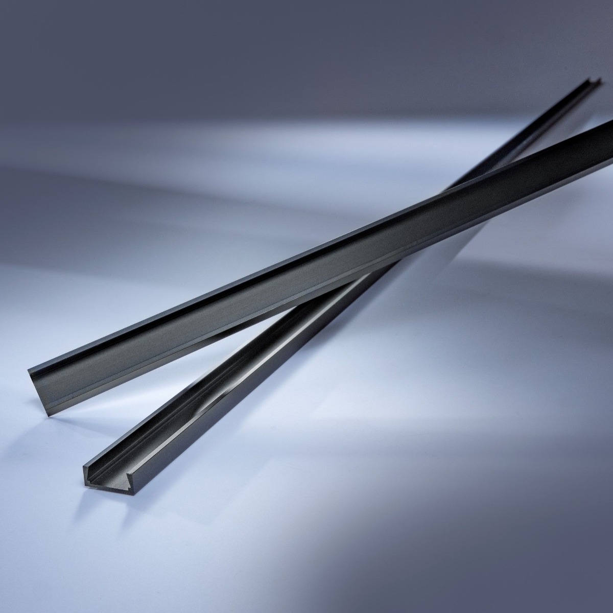 Aluminum Profile Aluflex narrow low height for surface and cove LED strip lights 102cm black anodised
