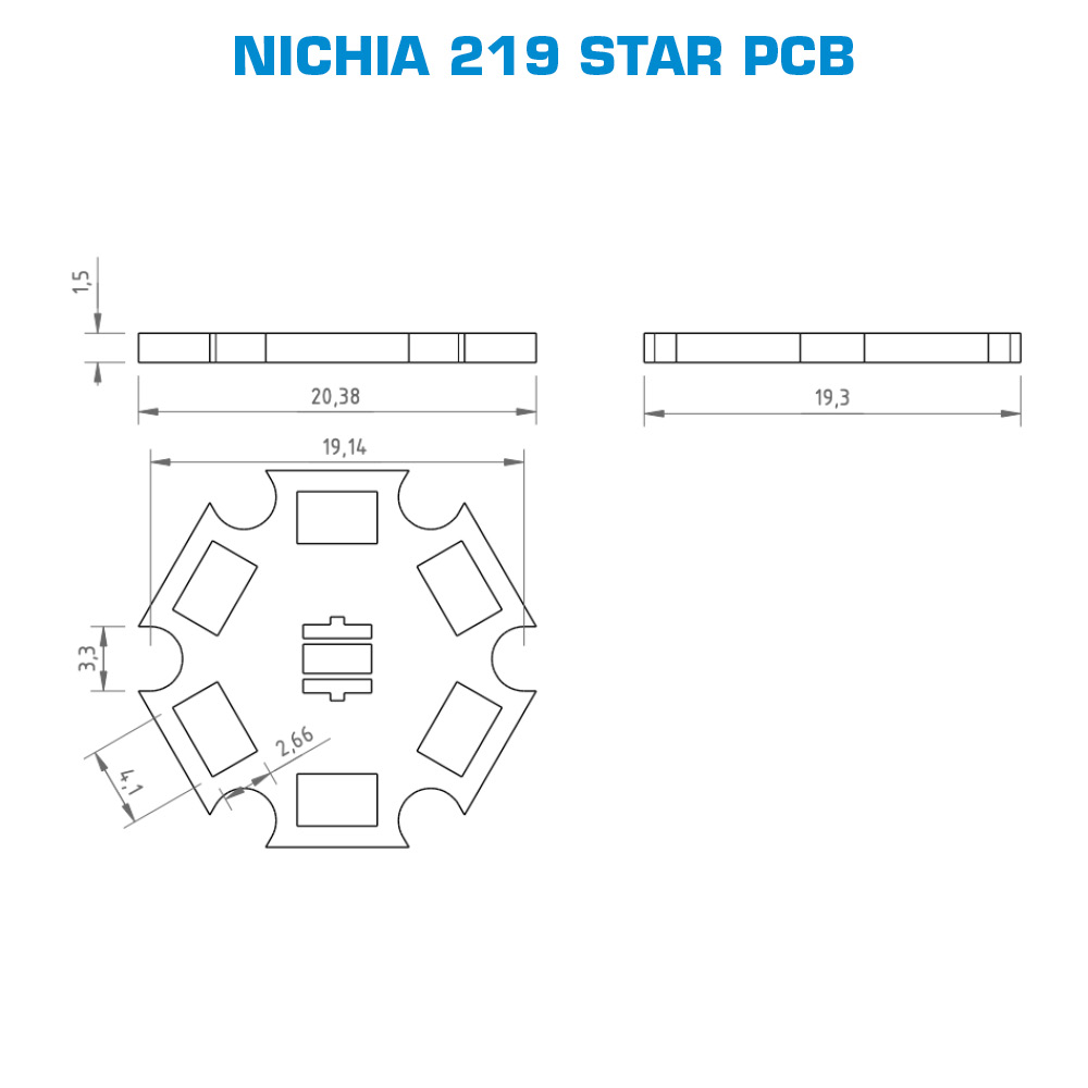 Modulo LED Nichia 219 a stella o quadrato configurabile CRI bianco 70-90 1800-6500K Alta potenza 3W NVSW219 LED 1000mA (fino a 1000lm)