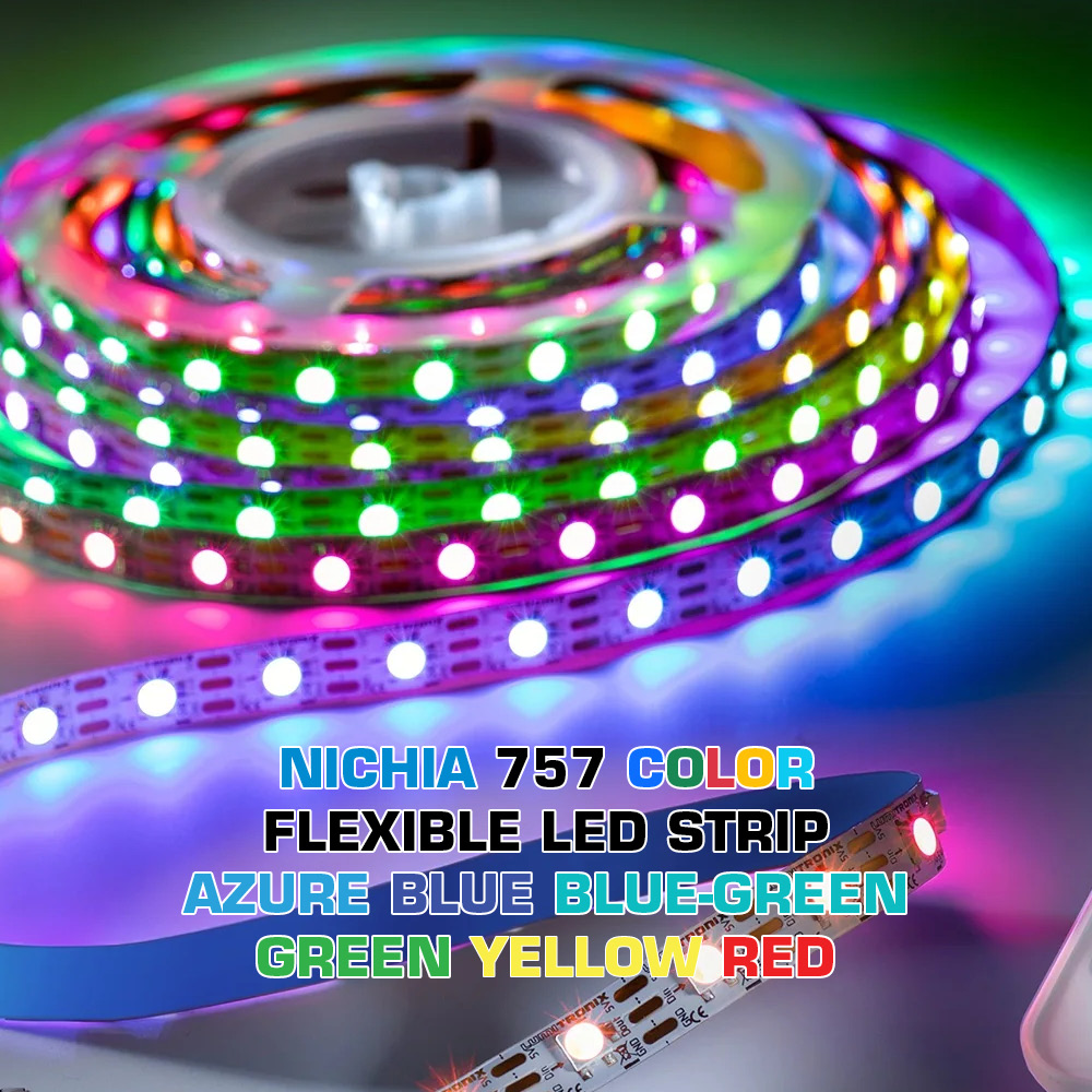 Strisce LED colorate LumiFlex personalizzate, Made in Germany, Nichia 757 LED, 12/24/48V, fino a 50 m di lunghezza e 5-20 mm di larghezza