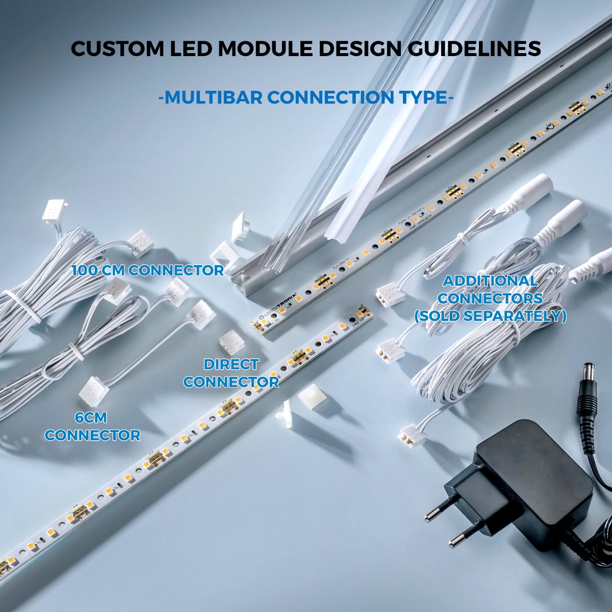 LumiBar-50 configurabile Striscia LED da 50 cm bianca , Made in Germany, LED Nichia/Cree/Samsung/Seoul, 12/24/48V (fino a 10000lm/m)