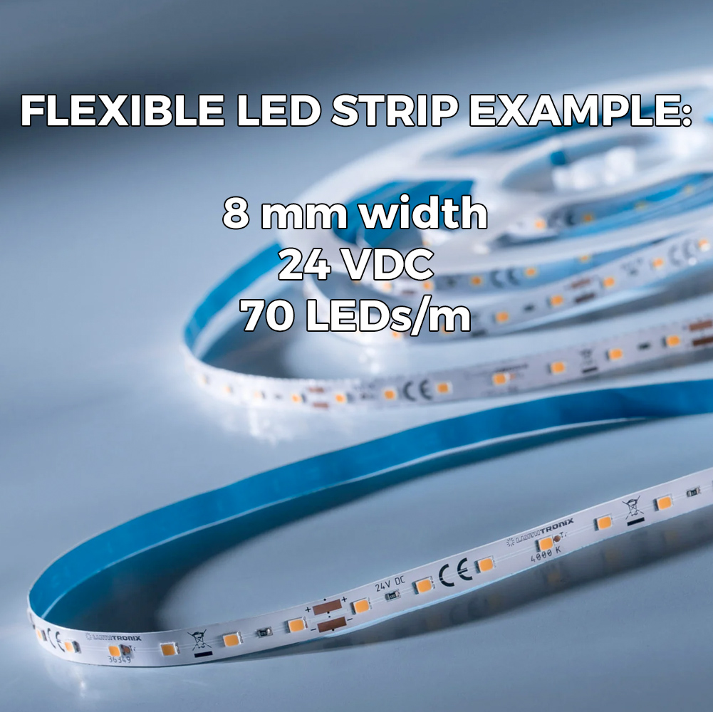 Strisce LED colorate LumiFlex personalizzate, Made in Germany, Nichia 757 LED, 12/24/48V, fino a 50 m di lunghezza e 5-20 mm di larghezza