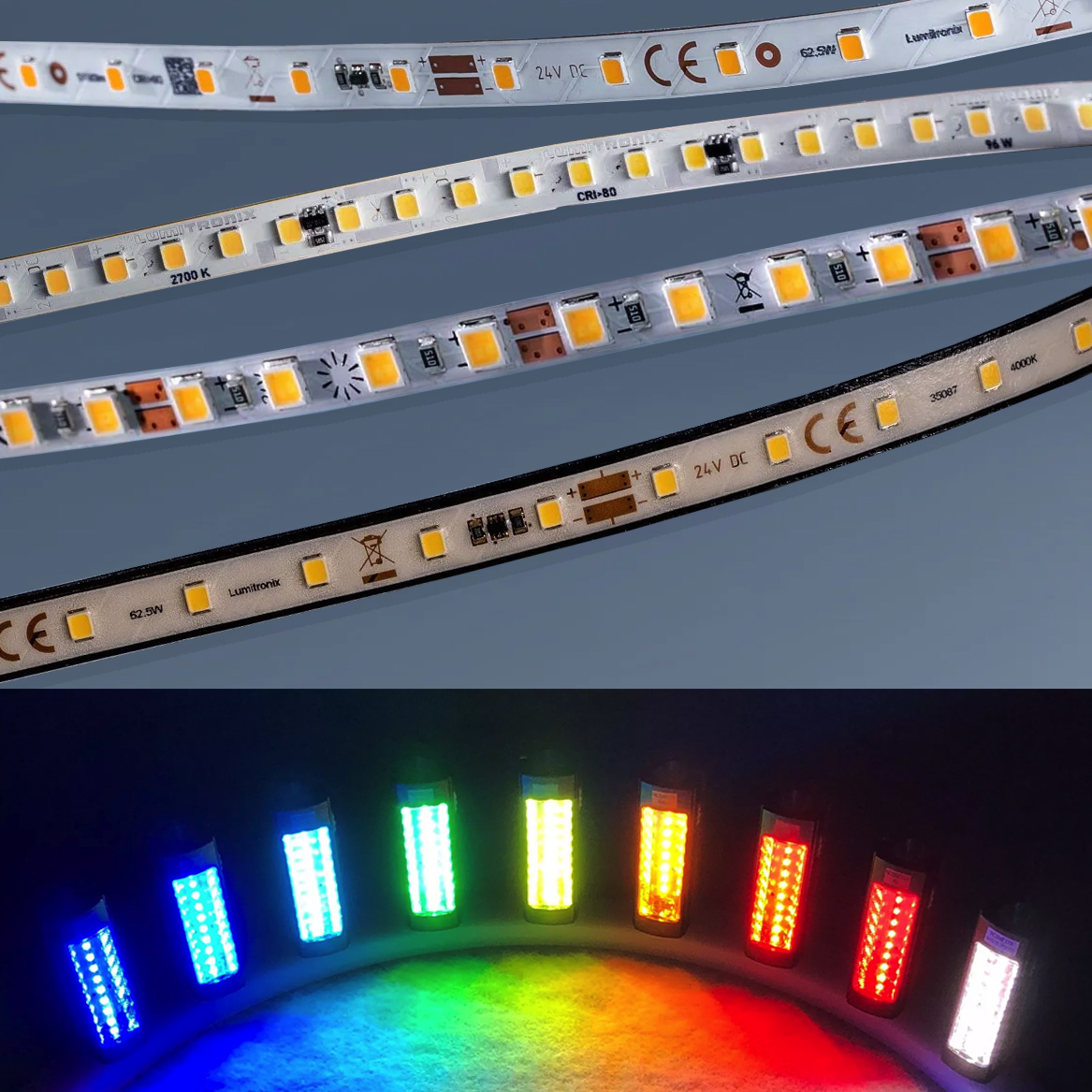 Strisce LED colorate LumiFlex personalizzate, Made in Germany, Nichia 757 LED, 12/24/48V, fino a 50 m di lunghezza e 5-20 mm di larghezza
