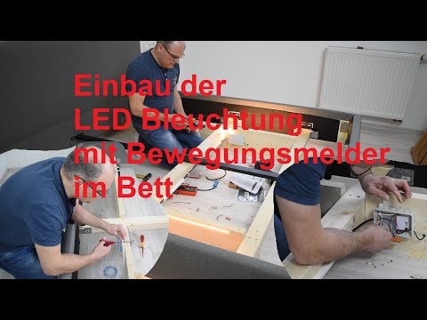 LED lighting / night lighting with motion detector under the bed with LumiFlex350 LED strips.