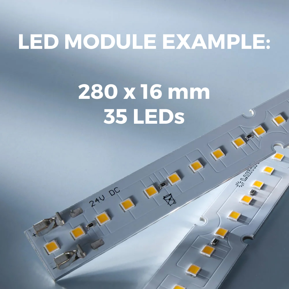 Moduli LED colorati Nichia 757 Plug & Play su misura, Made in Germany, lunghezza 150-600 mm e larghezza 5-400 mm