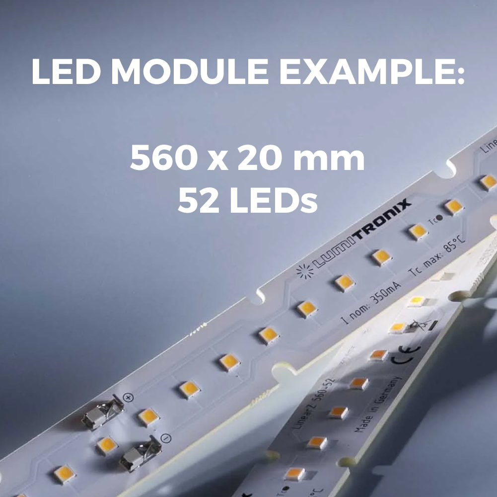 Moduli LED colorati Nichia 757 Plug & Play su misura, Made in Germany, lunghezza 150-600 mm e larghezza 5-400 mm