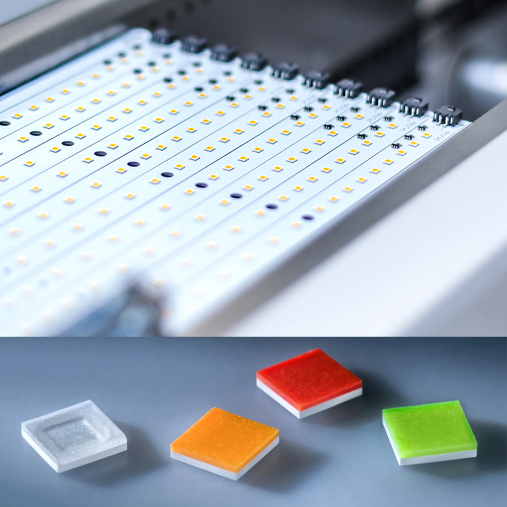 Moduli LED colorati Plug & Play Nichia CSP su misura, Made in Germany, lunghezza 150-600 mm e larghezza 5-400 mm