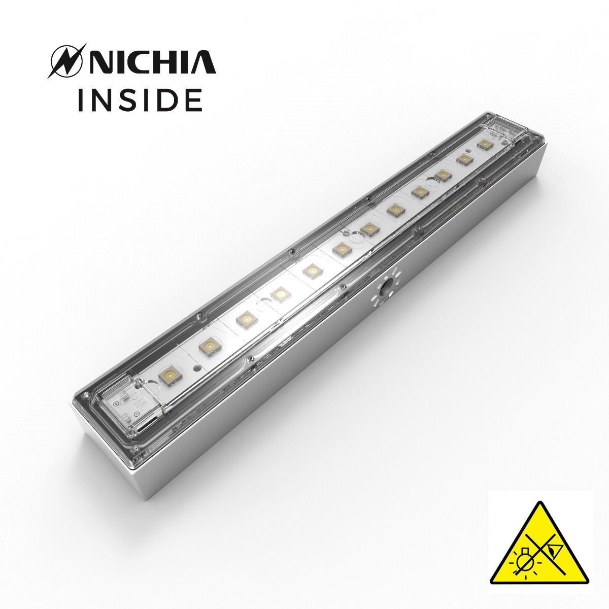 Modulo LED UVC Nichia viola 280nm 12 LED NCSU334B 630mW 29cm 48VDC IP67 con controller incluso, per disinfezione e sterilizzazione 