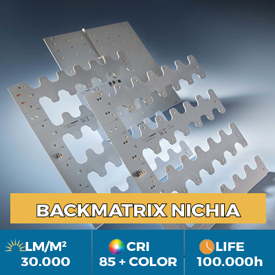 Moduli professionali BackMatrix Nichia LED, fino a 39.000 lm/metro quadro