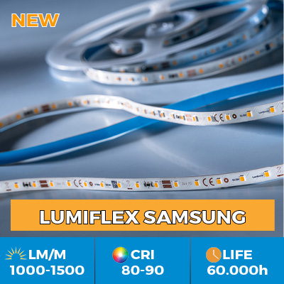 Strisce LED professionali Samsung LED uscita luce fino a 1500 lm/m con CRI 80 o 90